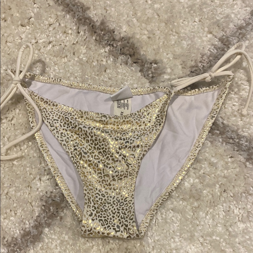 White/Gold Bikini Swim String Bottom